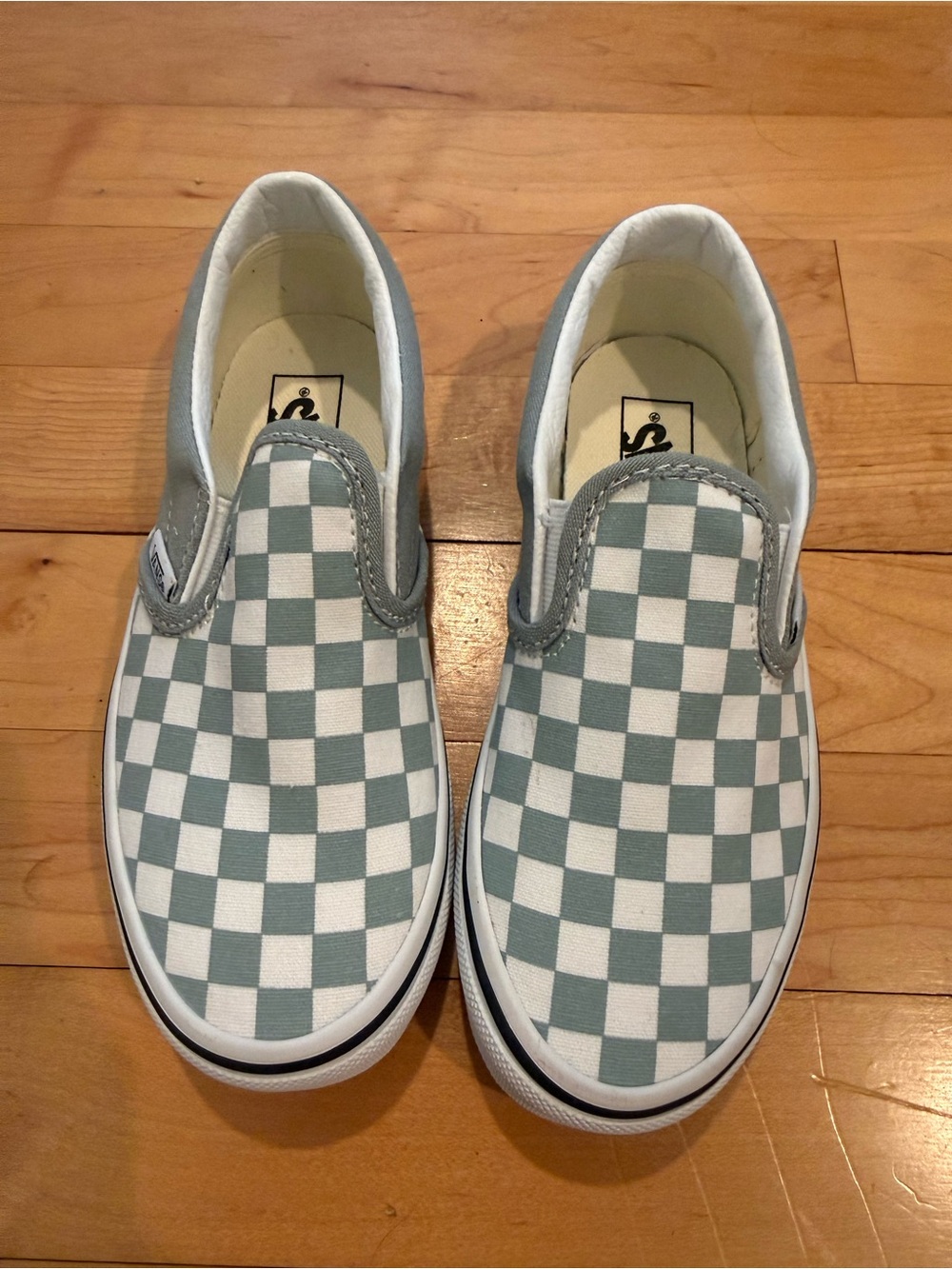 Vans Kids Slip-On Checkerboard Sneakers in Gray & White
